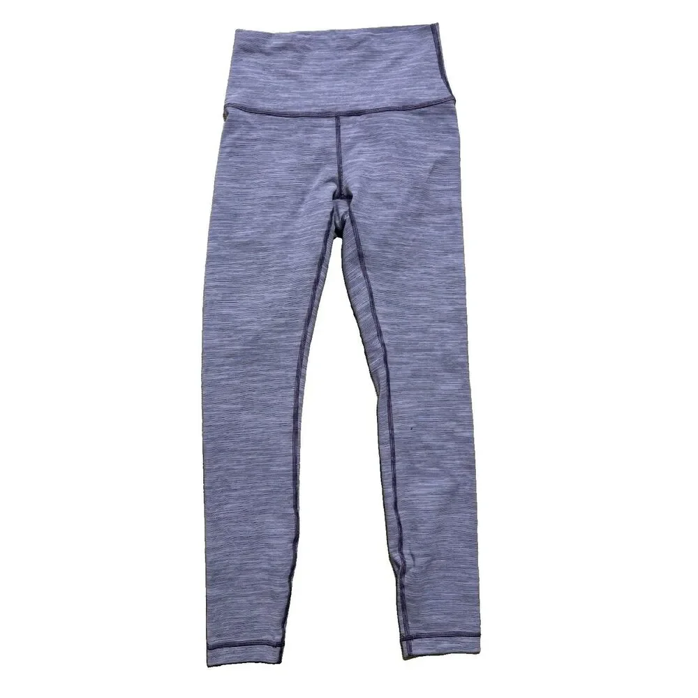 Lululemon Wunder Under High-Rise Leggings Sz 4 Purple Stripe 25” Stretch
